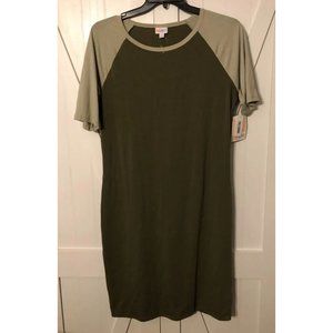 Lula Roe Dress Womens Size XL Raglan Julia Round Neck 3/4 Sleeve Gray Green NEW